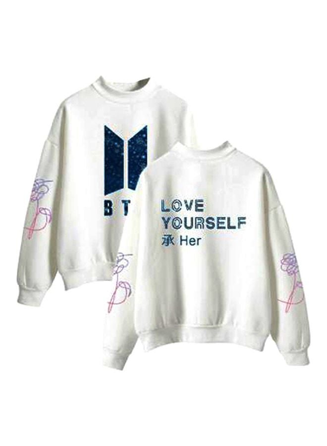 Joychic BTS Starry Sky Printed Sweatshirt White/Blue - Image 1