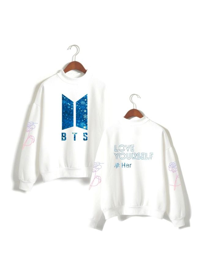 Joychic BTS Starry Sky Printed Sweatshirt White/Blue - Image 2