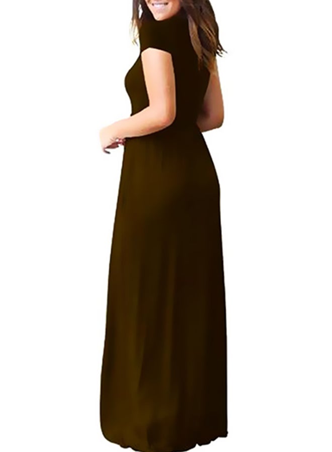 Joychic - Evening Party A-Line Maxi Dress Brown - Image 1