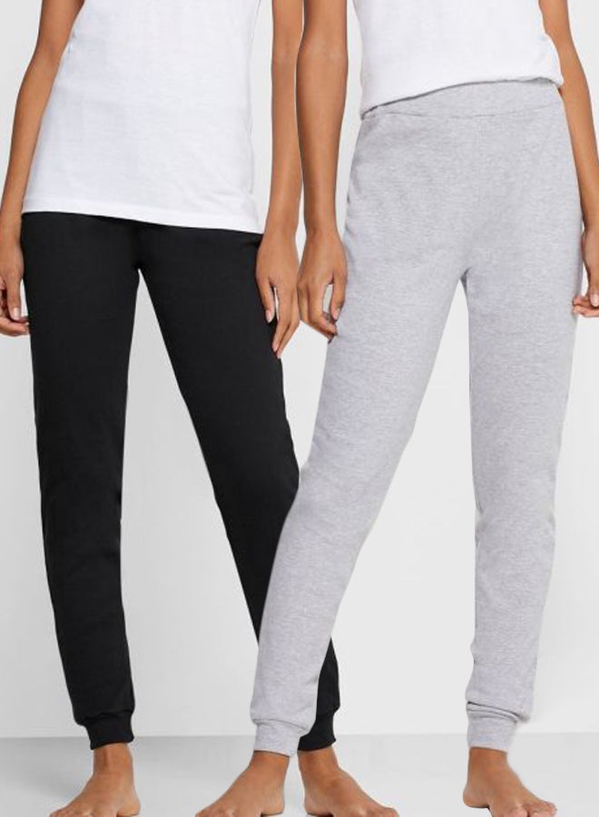 Ginger Basics - 2-Piece Drawstring Pattern Sweatpants Set Black/Grey - Image 1