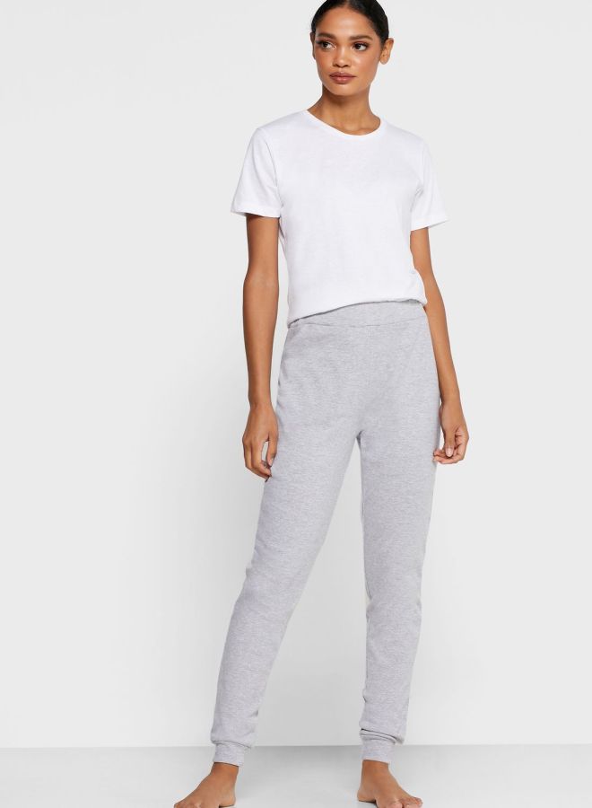 Ginger Basics - 2-Piece Drawstring Pattern Sweatpants Set Black/Grey - Image 1