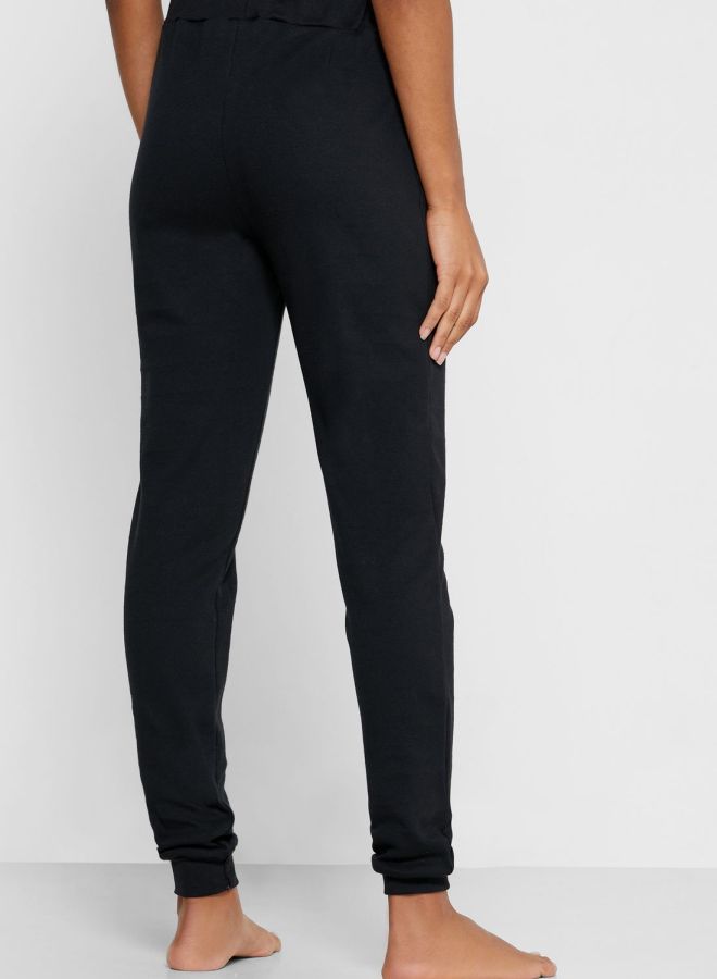 Ginger Basics - 2-Piece Drawstring Pattern Sweatpants Set Black/Grey - Image 1