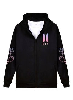 Joychic BTS Logo Printed Hoodie Black/Beige/Green  - Image 1