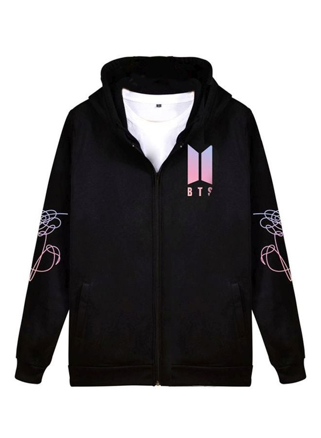 Joychic BTS Logo Printed Hoodie Black/Beige/Green - Image 1