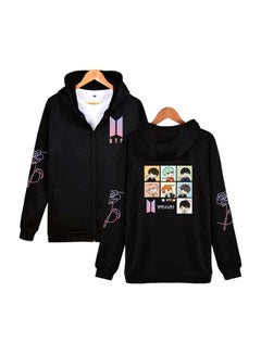 Joychic BTS Logo Printed Hoodie Black/Beige/Green  - Image 2