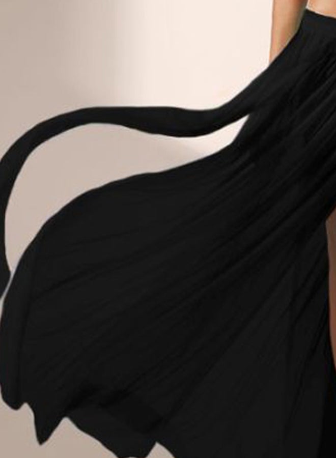 جوي شيك تنورة من الشيفون بفتحة مرتفعة أسود - Image 2