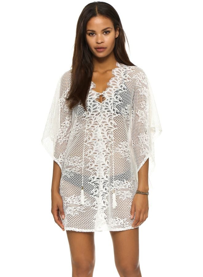 Joychic Asymmetric Neck Bikini Cover Up White  - Image 1