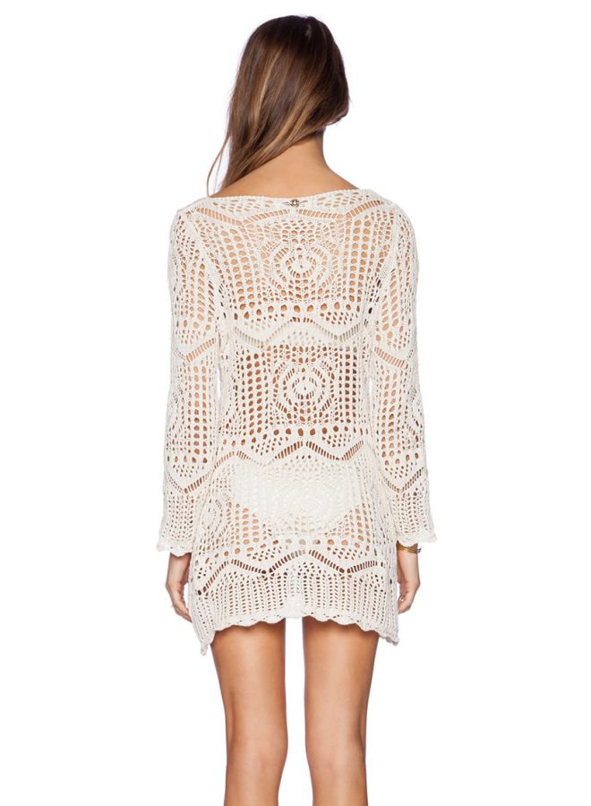 Joychic V-Neck Lace Bikini Cover Up White  - Image 2