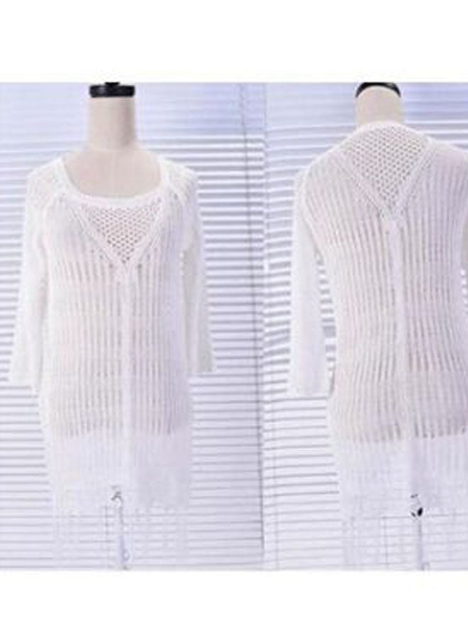 جوي شيك فستان تريكو للشاطئ أبيض - Image 3