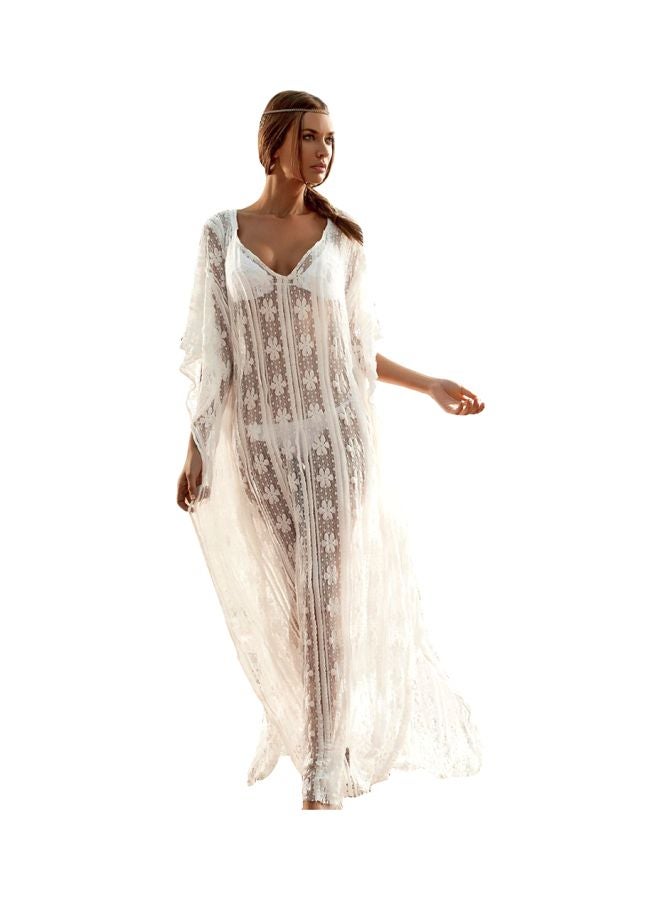 Joychic Transparent Embroidered Bikini Cover Up White  - Image 1