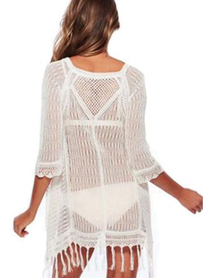 جوي شيك فستان تريكو للشاطئ أبيض - Image 2