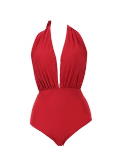 Plunge Neck Swimsuit Red