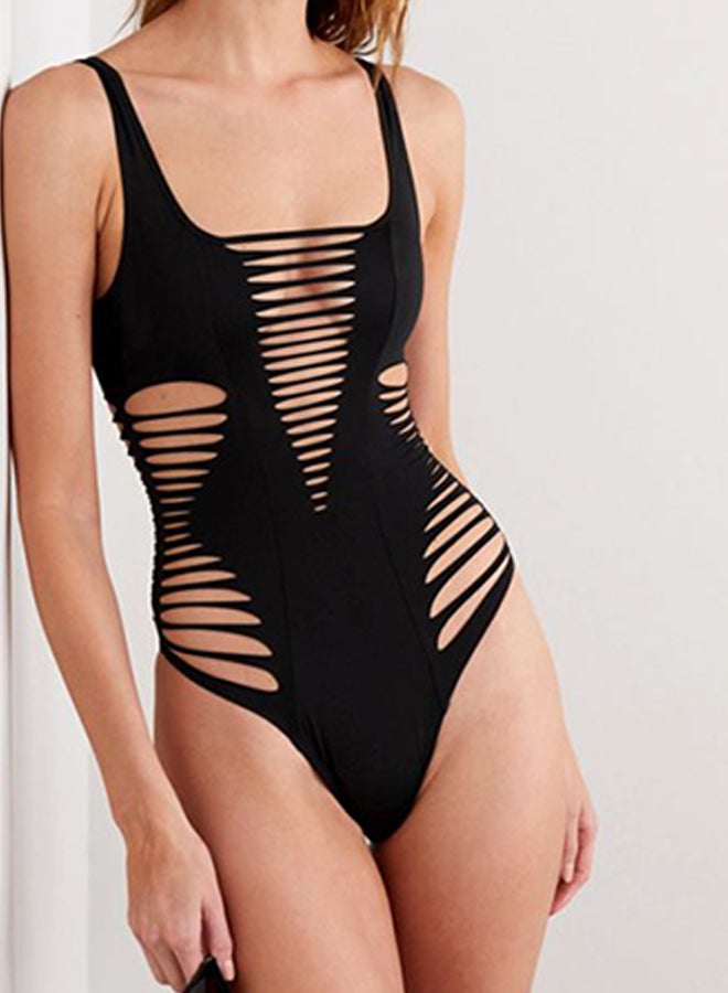 Joychic Breathable Hollowed Swimsuit Black - Image 4