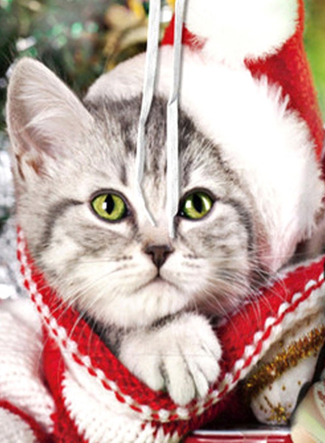 جوي شيك هودي بطبعة قطة لطيفة ثلاثية الأبعاد أخضر/ أبيض/ أحمر - Image 3