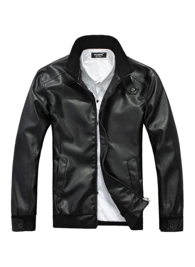 Joychic Long Sleeves Motorcycle Jacket Black - Image 1