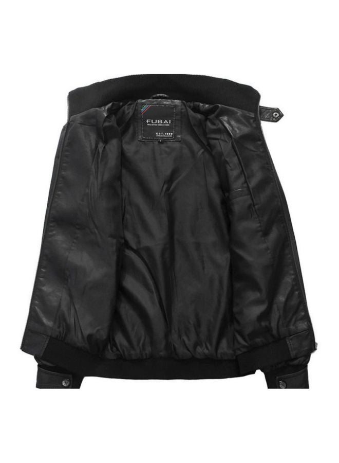 Joychic Long Sleeves Motorcycle Jacket Black - Image 3