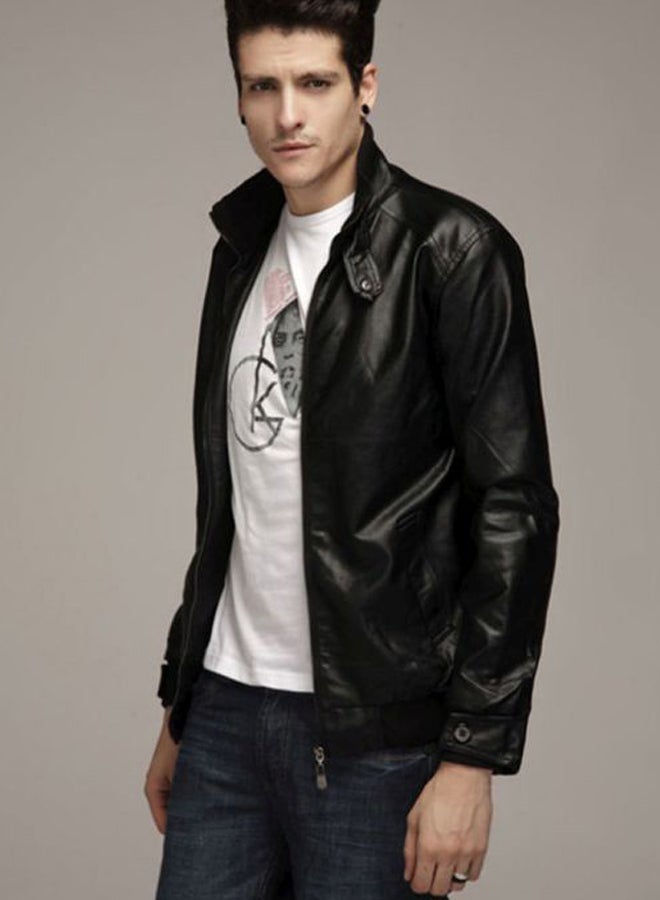 Joychic Long Sleeves Motorcycle Jacket Black - Image 4