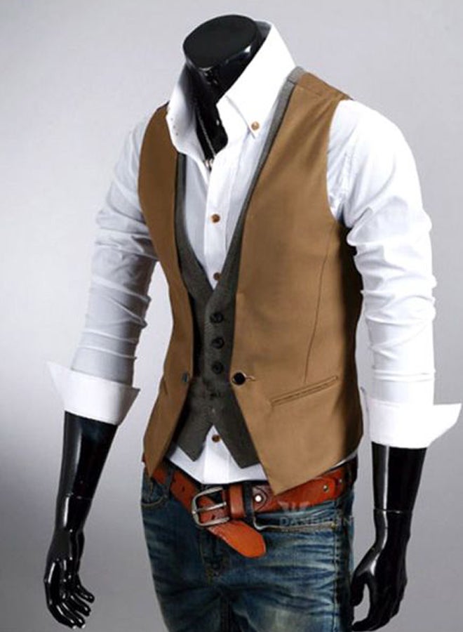 جوي شيك فيست مكون من طبقتين البني/الرمادي - Image 1