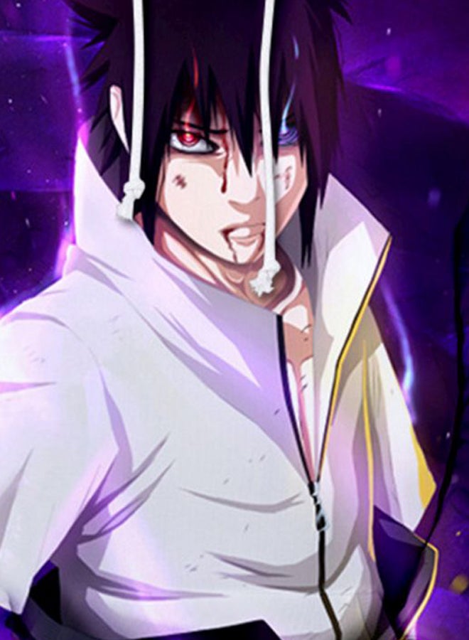 جوي شيك سويتر بغطاء للرأس وطبعة رقمية من سلسلة الأنمي "Naruto" بنفسجي/أبيض - Image 3