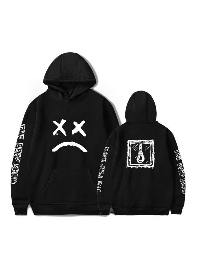 جوي شيك هودي بأكمام طويلة مزيّن بطبعة أسود/ أبيض - Image 2