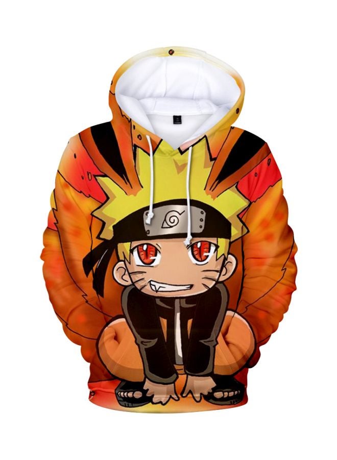 Joychic - Cartoon Anime Naruto Printed Hoodie Orange/Black/Yellow - Image 1
