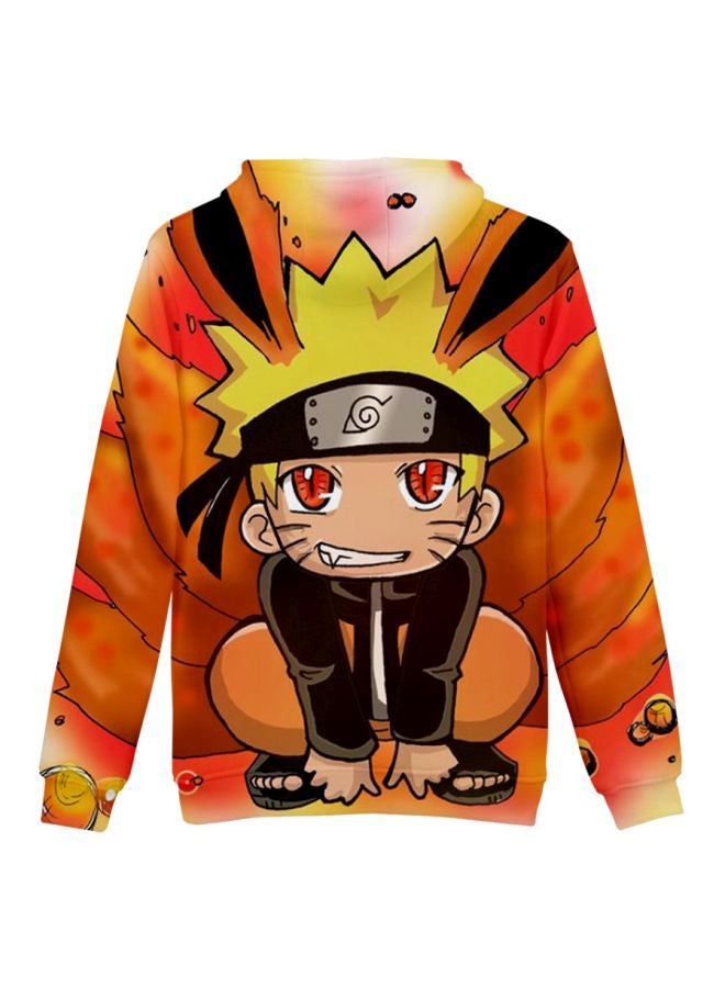 Joychic - Cartoon Anime Naruto Printed Hoodie Orange/Black/Yellow - Image 1