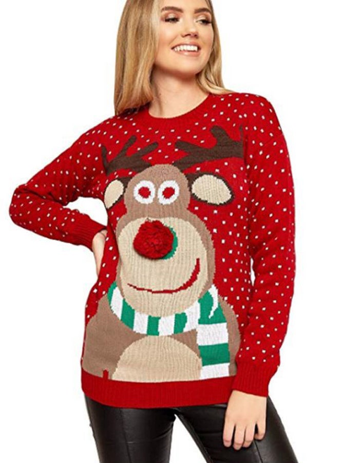 Generic - Long Sleeves Printed Pullover Red/Brown - Image 1