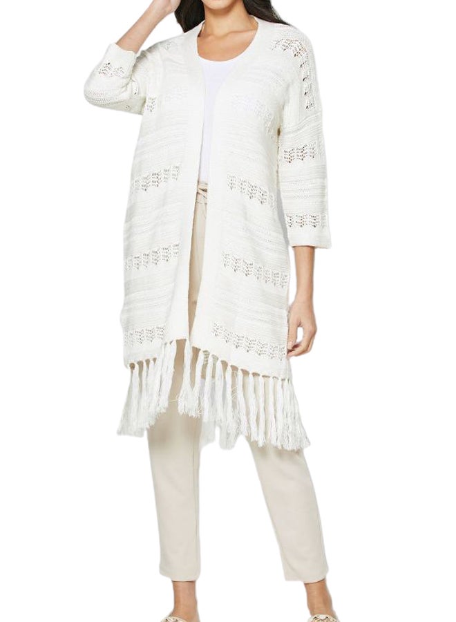 Reserved Longline Knitted Sweat Cardigan White  - Image 1