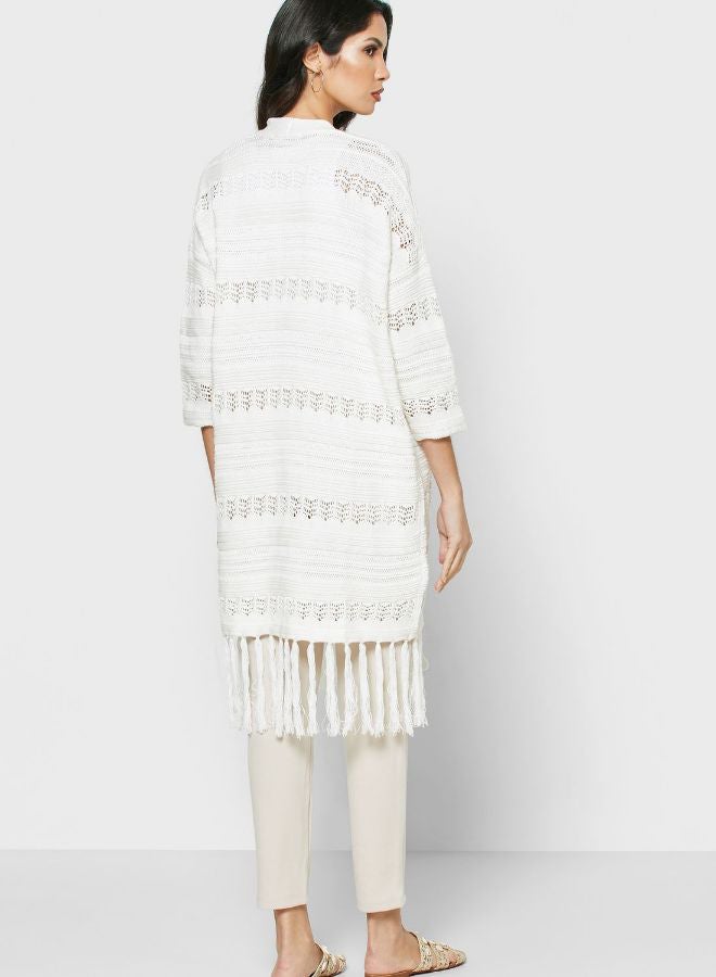 Reserved Longline Knitted Sweat Cardigan White  - Image 2