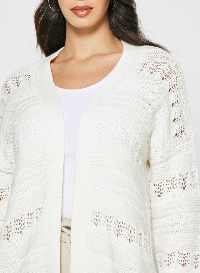 Reserved Longline Knitted Sweat Cardigan White  - Image 3