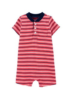 carter's Striped Henley Romper Red  - Image 1