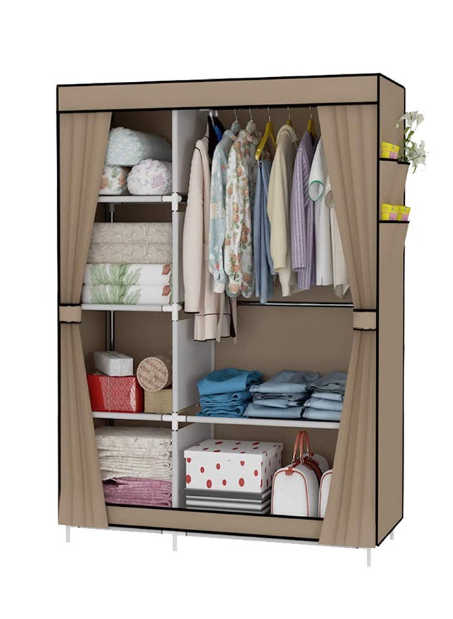 Roman Gifts Portable Fabric Canvas Wardrobe With Storage Cupboard Organiser Beige  - Image 2