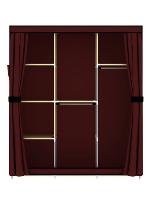 Portable Fabric Canvas Wardrobe With Storage Cupboard Organiser Red