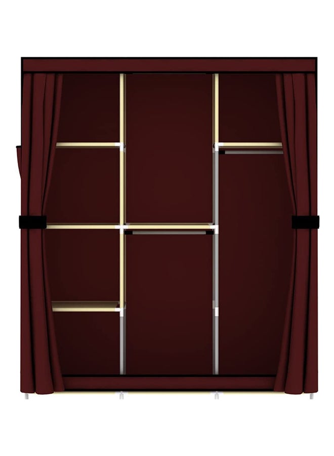 Portable Fabric Canvas Wardrobe With Storage Cupboard Organiser Red