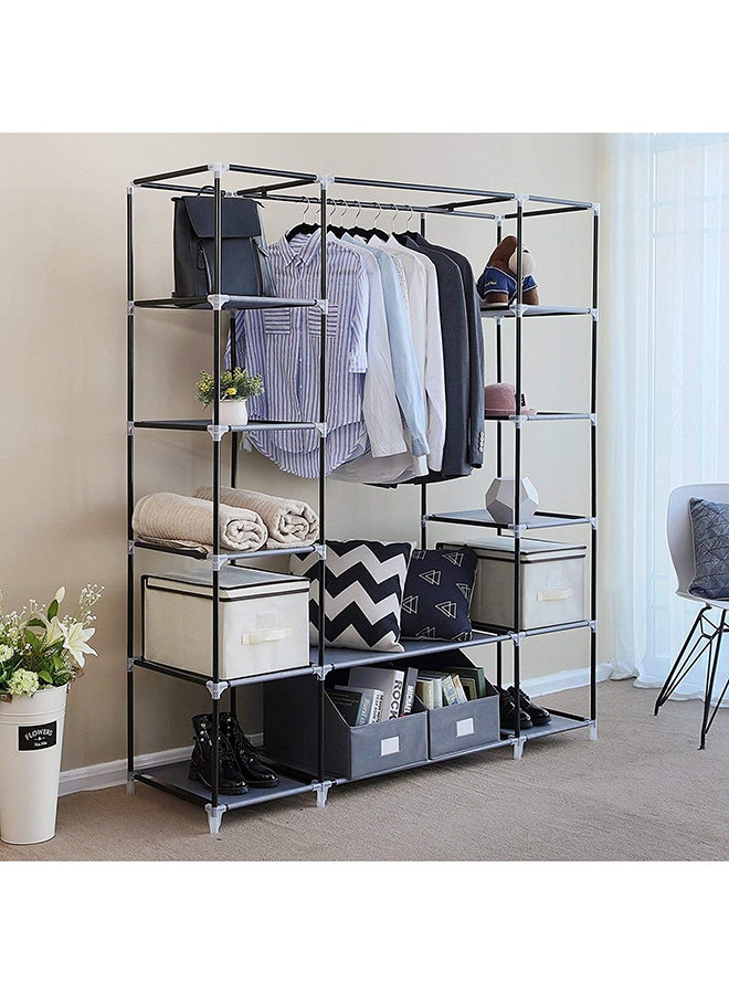 Portable Fabric Canvas Wardrobe With Storage Cupboard Organiser Red