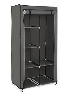 Portable Fabric Canvas Wardrobe With Storage Cupboard Organiser Grey