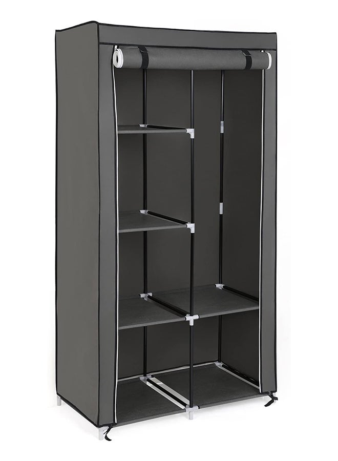 Roman Gifts - Portable Fabric Canvas Wardrobe With Storage Cupboard Organiser Grey - Image 1