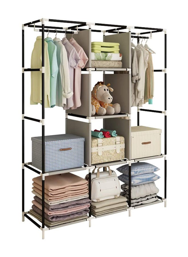 Roman Gifts - Portable Fabric Canvas Wardrobe With Storage Cupboard Organiser Brown 130x175x45cm - Image 1