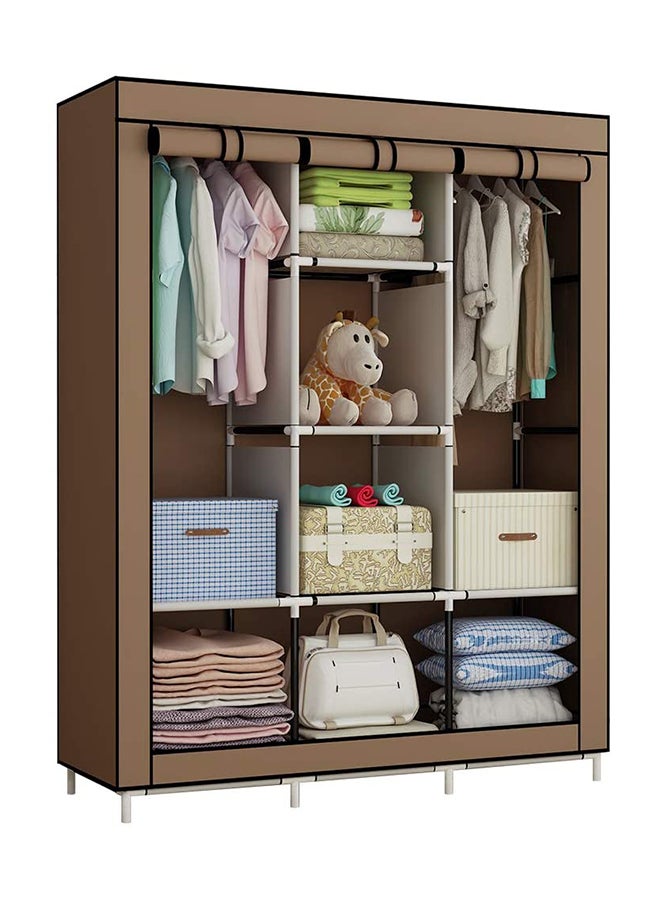 Portable Fabric Canvas Wardrobe With Storage Cupboard Organiser Brown - v1596780097/N38650481A_2