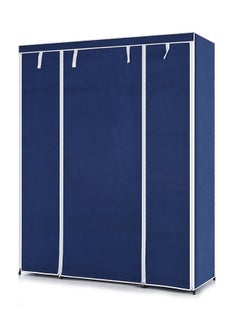 Portable Fabric Canvas Wardrobe With Storage Cupboard Organiser Blue
