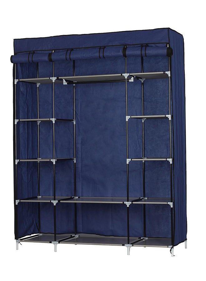 Roman Gifts - Portable Fabric Canvas Wardrobe With Storage Cupboard Organiser Blue - Image 1