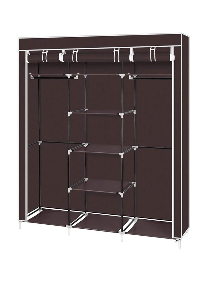 Roman Gifts - Portable Fabric Canvas Wardrobe With Storage Cupboard Organiser Brown - Image 1