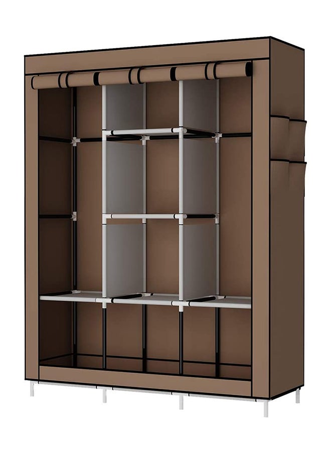 Portable Fabric Canvas Wardrobe With Storage Cupboard Organiser Brown - v1596780100/N38650481A_1