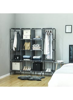 Roman Gifts Portable Clothing Wardrobe With Storage Cupboard  Organiser Grey  - Image 2