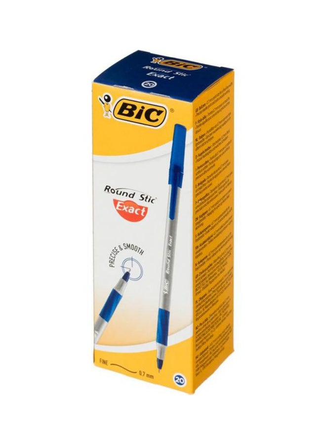 Bic 20-Piece Round Stic Grip Ball Point Pen Grey/Blue - Image 1