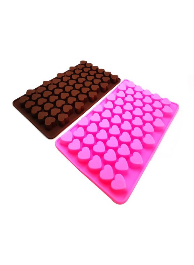 asmat 2-Piece 55 Hole Heart Shape Silicone Moulds Pink/Brown 18.5x11cm - Image 2
