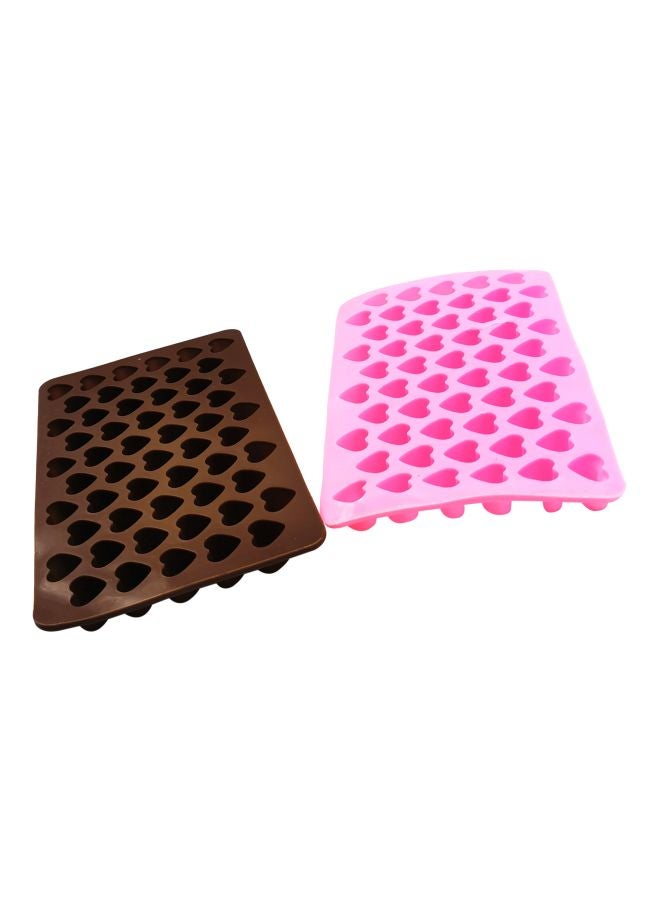 asmat 2-Piece 55 Hole Heart Shape Silicone Moulds Pink/Brown 18.5x11cm - Image 1