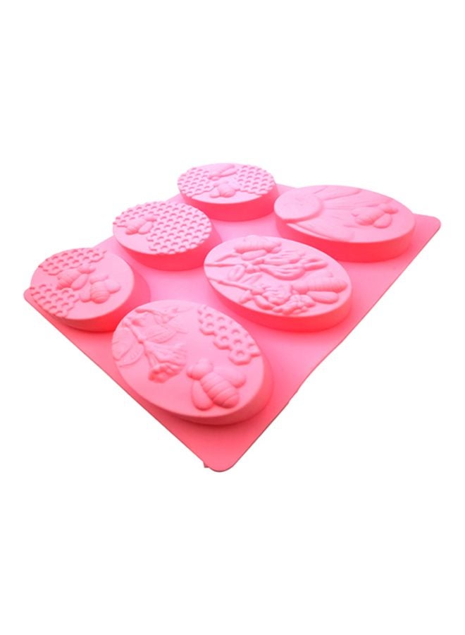 asmat 6-Cavity Bee Shaped Silicone Mould Pink 21.5x20cm - Image 1