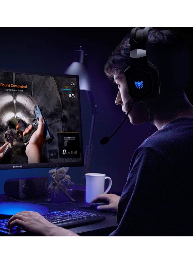 أونيكوما سماعة رأس K8 ستيريو سلكية للألعاب بتصميم يغطي الأذن مزودة بميكروفون لجهاز الألعاب بلايستيشن 4/ جهاز الألعاب بلايستيشن 5/ إكس بوكس ون/ إكس بوكس سيريس إكس/ نينتندو سويتش/ الكمبيوتر - Image 3