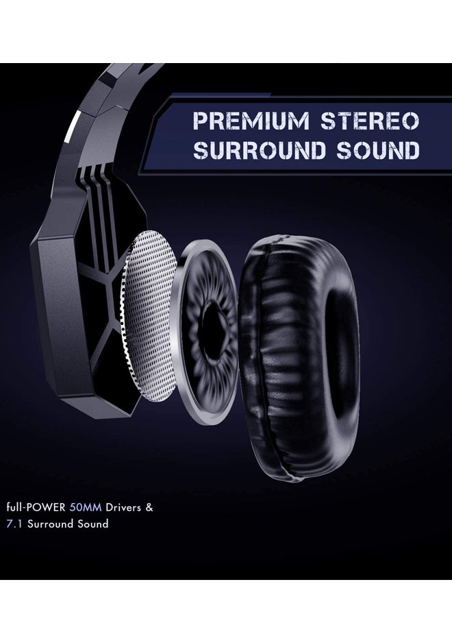 أونيكوما سماعة رأس K8 ستيريو سلكية للألعاب بتصميم يغطي الأذن مزودة بميكروفون لجهاز الألعاب بلايستيشن 4/ جهاز الألعاب بلايستيشن 5/ إكس بوكس ون/ إكس بوكس سيريس إكس/ نينتندو سويتش/ الكمبيوتر - Image 4